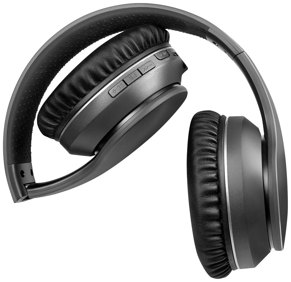 Brezžične črne over-ear slušalke z upravljalnimi tipkami ob strani ušesne školjke.