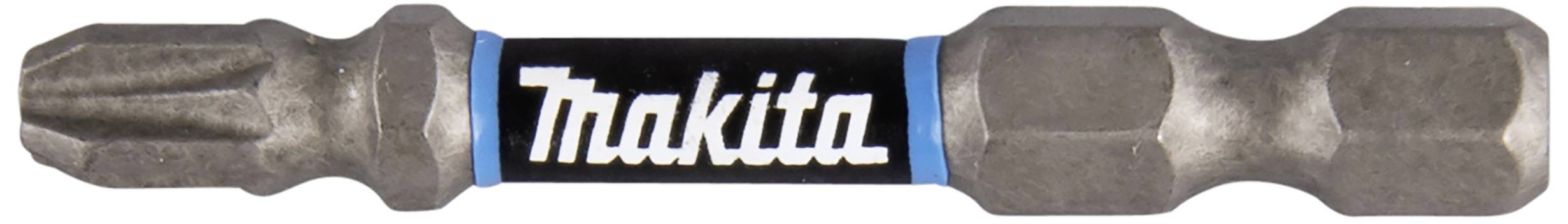 Vijačni bit s križno konico, siv, z blagovno znamko 'Makita' na sredini črnega ozadja.
