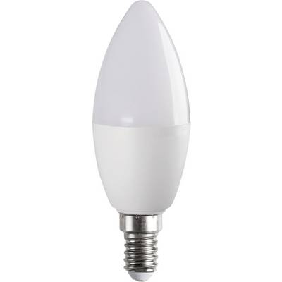 Bela LED-žarnica z E14 navojem, primerna za lestenec in dekorativne svetilke. Energetsko varčna in modernega videza.