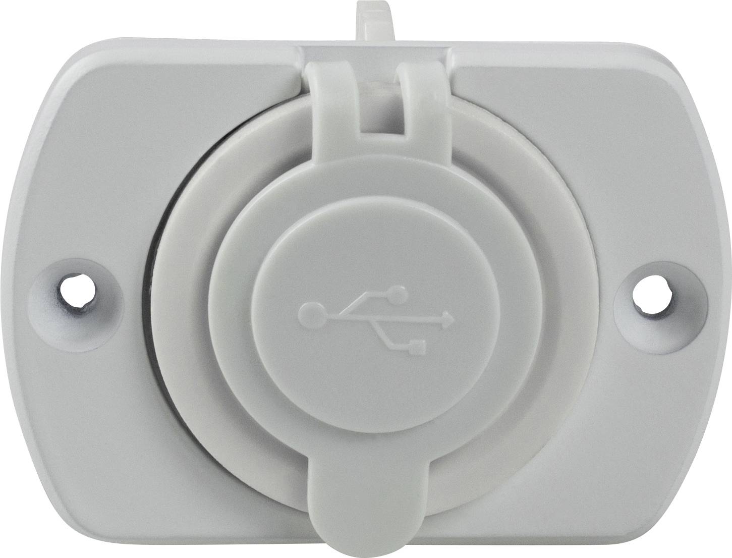 Bel USB priključek v stenskem držalu.
