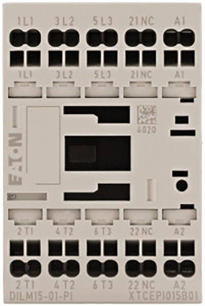 Električni kontaktor z več priključnimi sponkami zgoraj in spodaj za krmiljenje električnih tokokrogov.