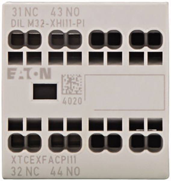 Ohišje električne komponente podjetja Eaton, model DIL M32-XHI11-PI. Vsebuje več priključnih odprtin za kabelske povezave.