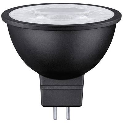 Črna LED-svetilka z vtičnico GU10, pogled s strani. Primerna za energetsko učinkovito osvetljevanje.