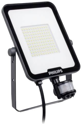 Philipsov kvadratni LED reflektor s črnim okvirjem in vgrajenim senzorjem gibanja. Idealen za zunanjo razsvetljavo.
