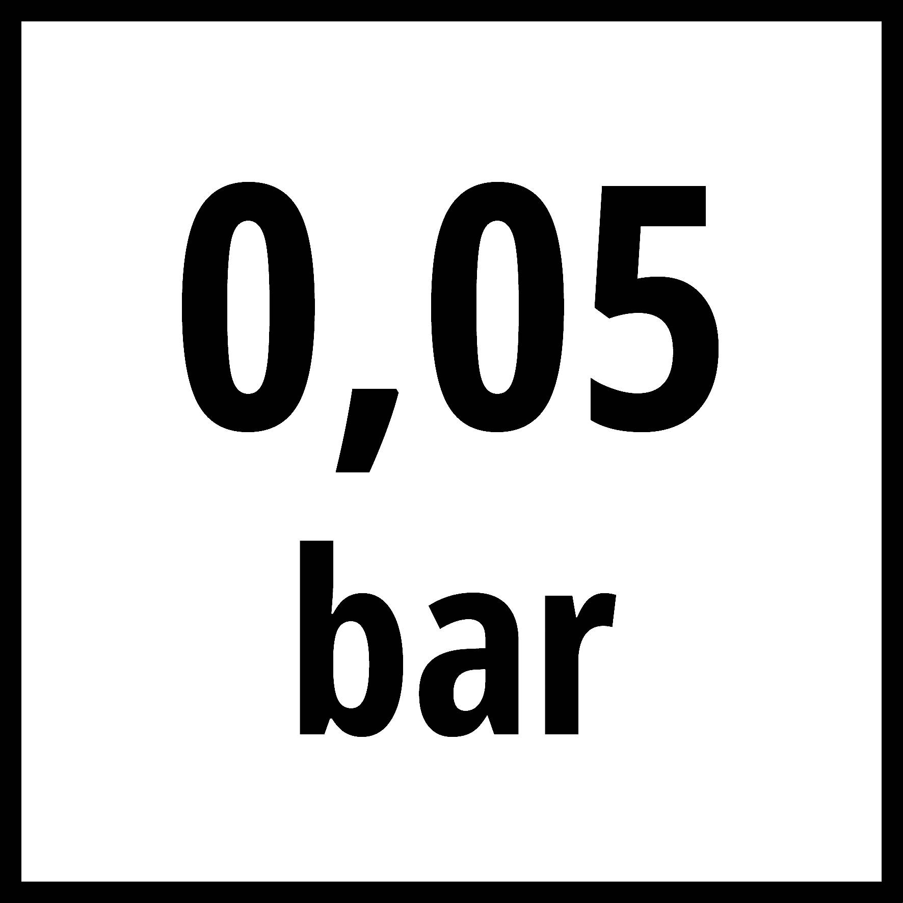 '0,05 bar' s črnim besedilom na beli podlagi.
