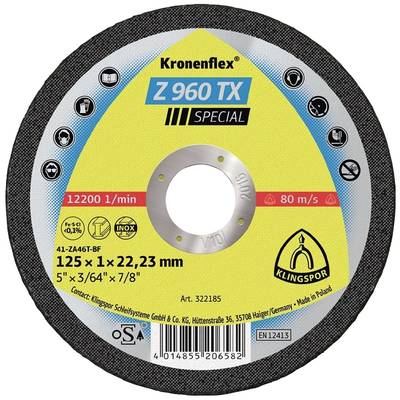 Krožna žaga 'Kronenflex Z 960 TX Special', premer 125 mm, maksimalna hitrost vrtenja 12200 obratov/min, proizvajalec 'Klingspor'.