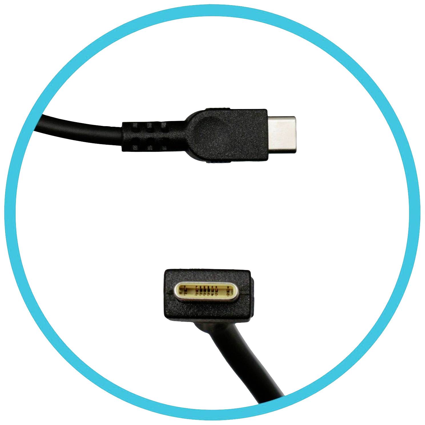 USB-C kabel z ravnim in kotnim priključkom, ki prikazuje fleksibilno uporabo.