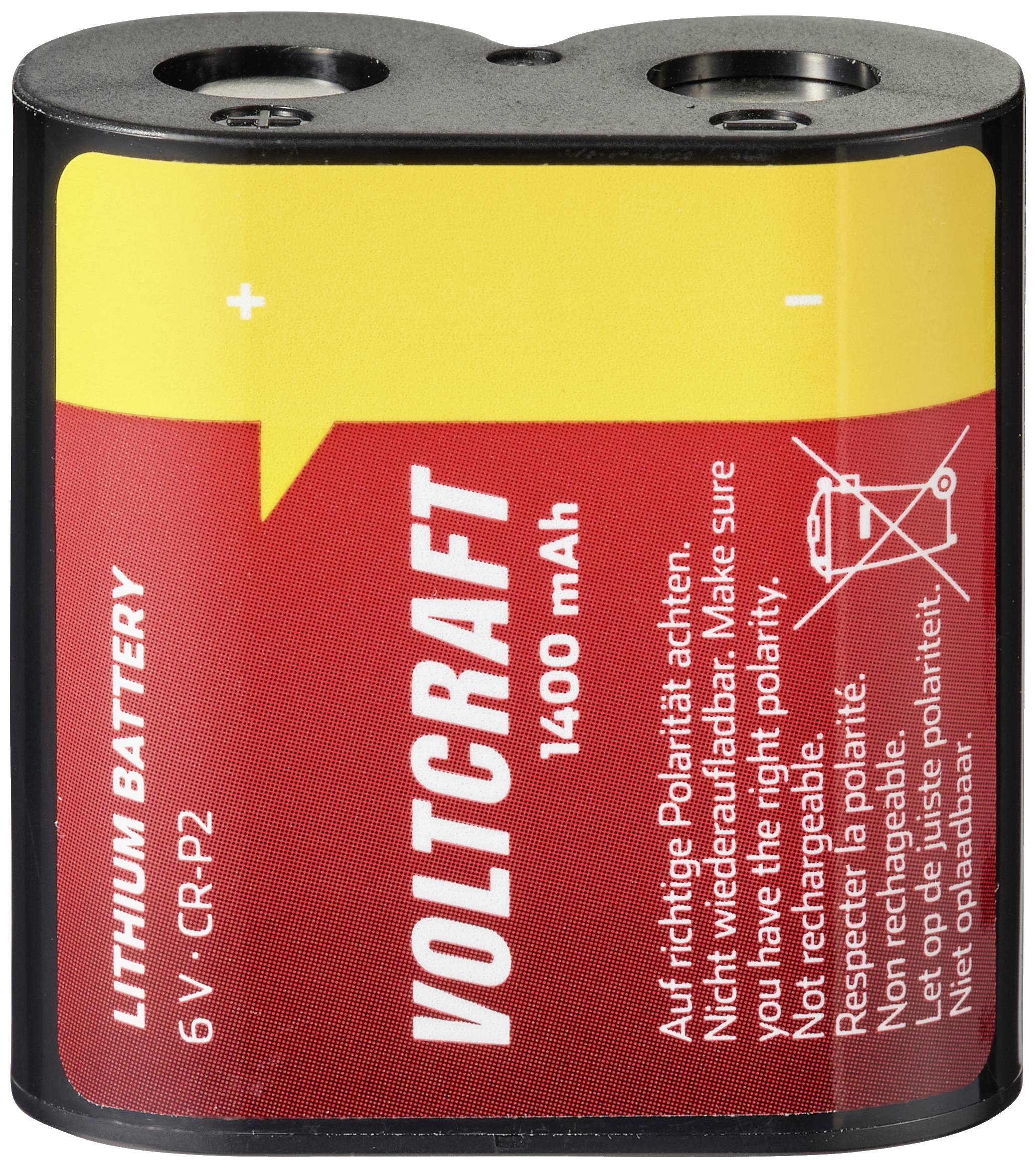 Litij-baterija, 6V, CR-P2, znamka 'Voltcraft', 1400 mAh. Paziti na pravilno polariteto. Ni za ponovno polnjenje.