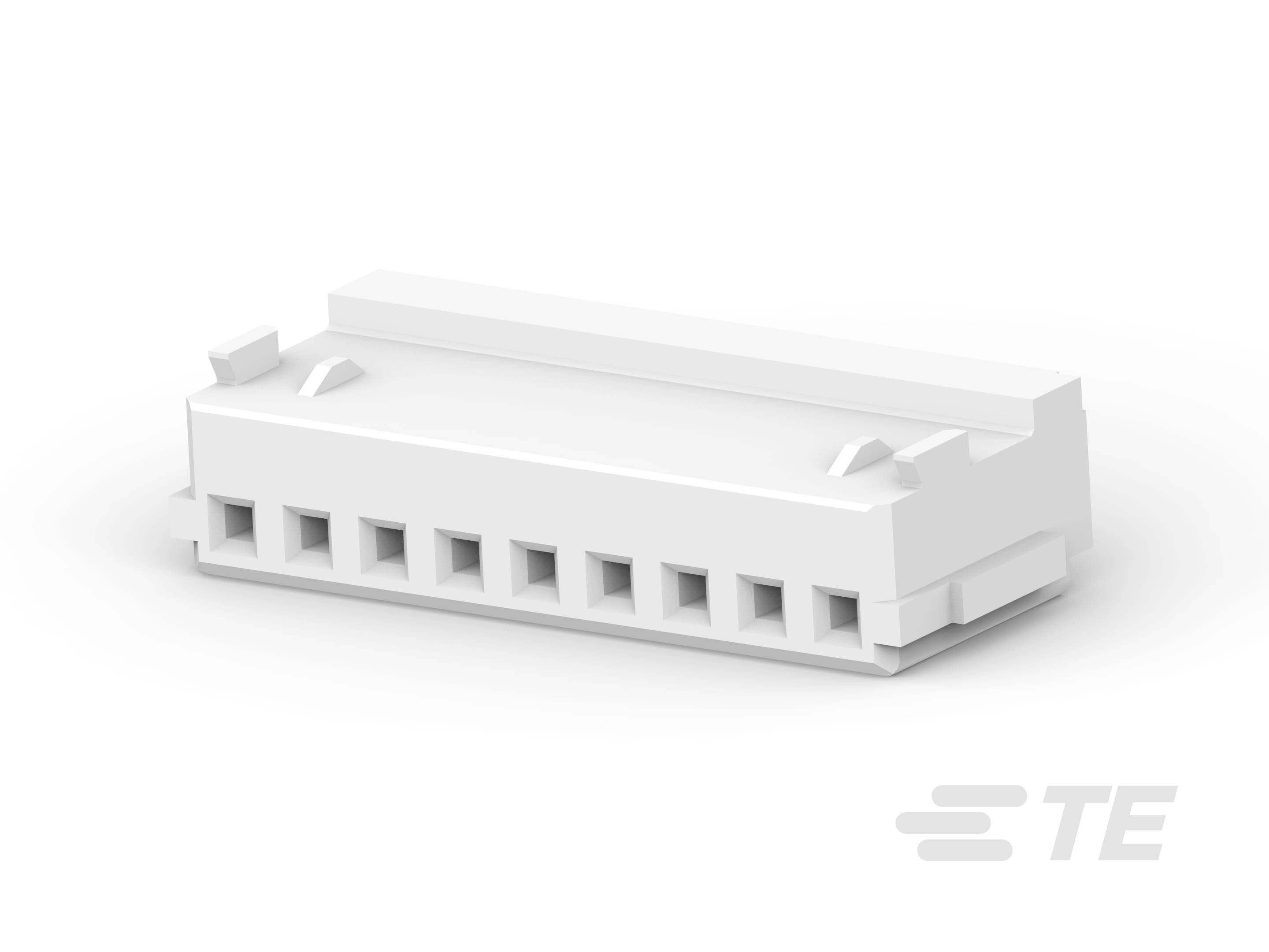 Bel plastičen vtič z osmimi vzporednimi odprtinami. Poleg je prikazan logotip podjetja.