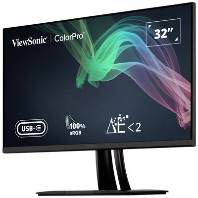 32-palčni ViewSonic monitor iz serije ColorPro. Podpira USB-C, 100% sRGB, z varčnimi lastnostmi.