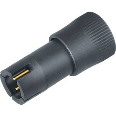 Črn, cilindričen adapter z rebrasto površino na koncu in dvema zlatima kontaktoma na odprtini.