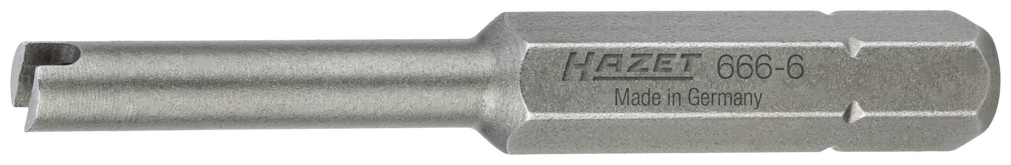 Kovinski vijačni nastavek z napisom 'HAZET 666-6 Made in Germany', valjaste oblike s šesterokotnim drogom.