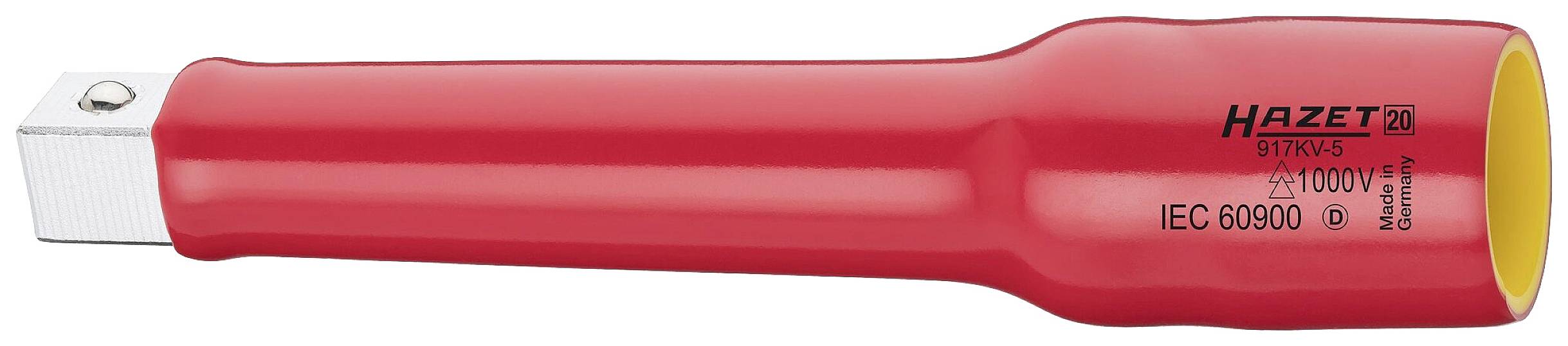 Rdeč, izoliran montažni ključ znamke Hazet, primeren za dela do 1000 voltov, z oznako standarda IEC 60900 na površini.