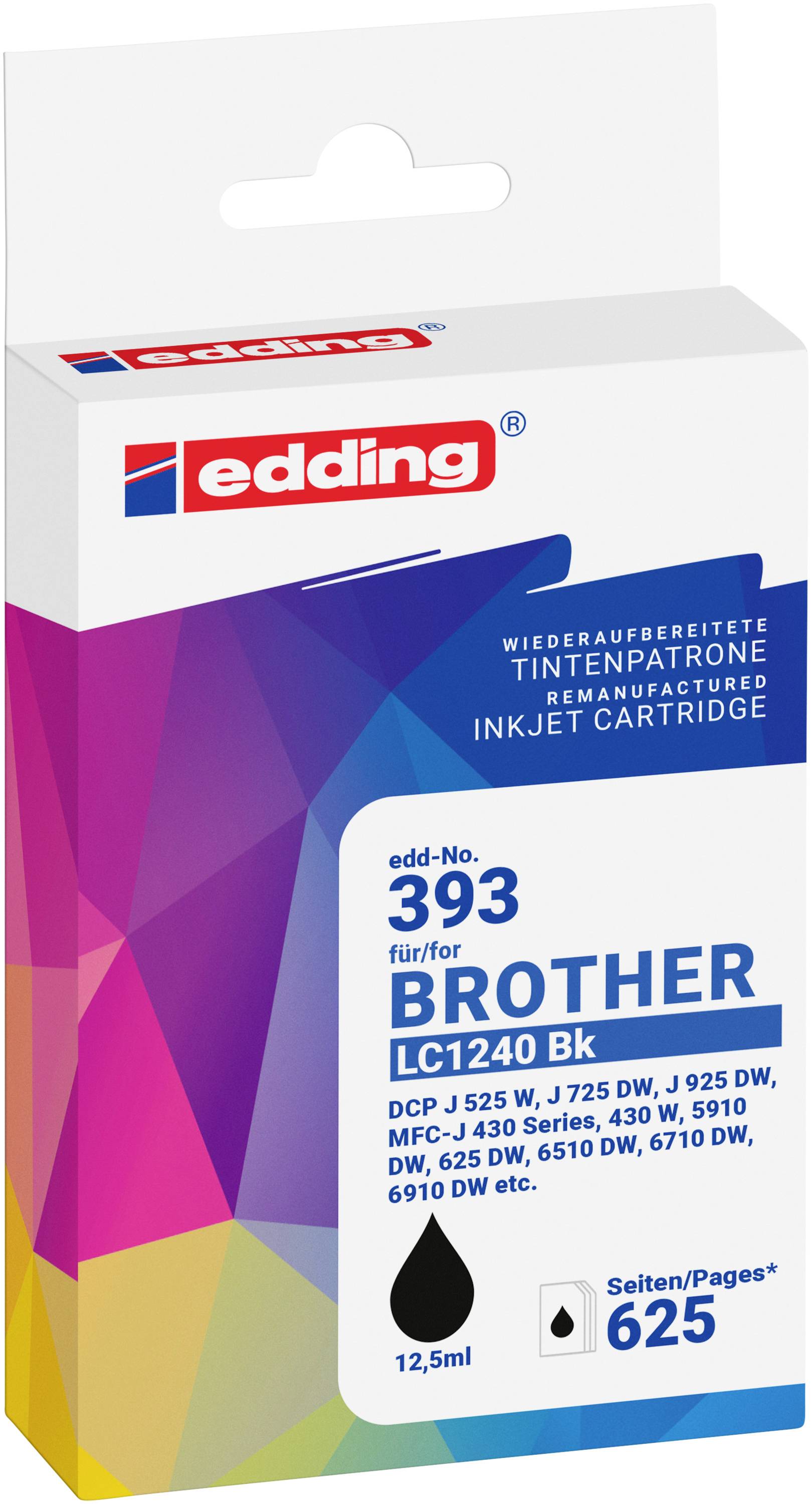 Edding črnilo zamenjava Brother LC1240BK kompatibilnost črna EDD-393 18-393-0
