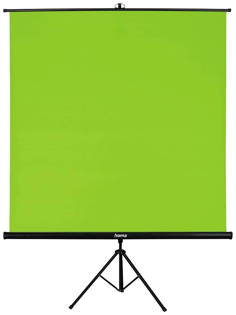 Zeleno platno na črnem stojalu, primerno za fotografiranje ali snemanje videoposnetkov s tehniko chroma key.