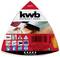 Trikotna embalaža brusnega papirja znamke "kwb Germany GmbH". Vsebuje granulacije 60, 120, 180. Velikost: 93 mm. Izdelano v Italiji.