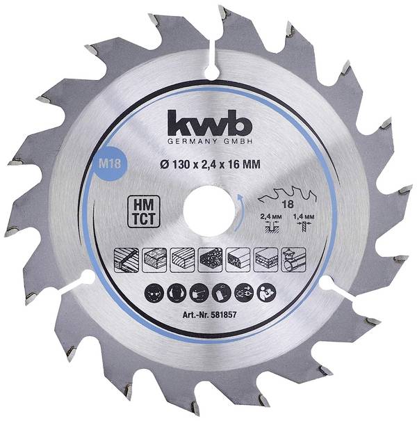 kwb  581857 list za krožno žago iz karbidne trdine 130 x 16 mm  1 kos