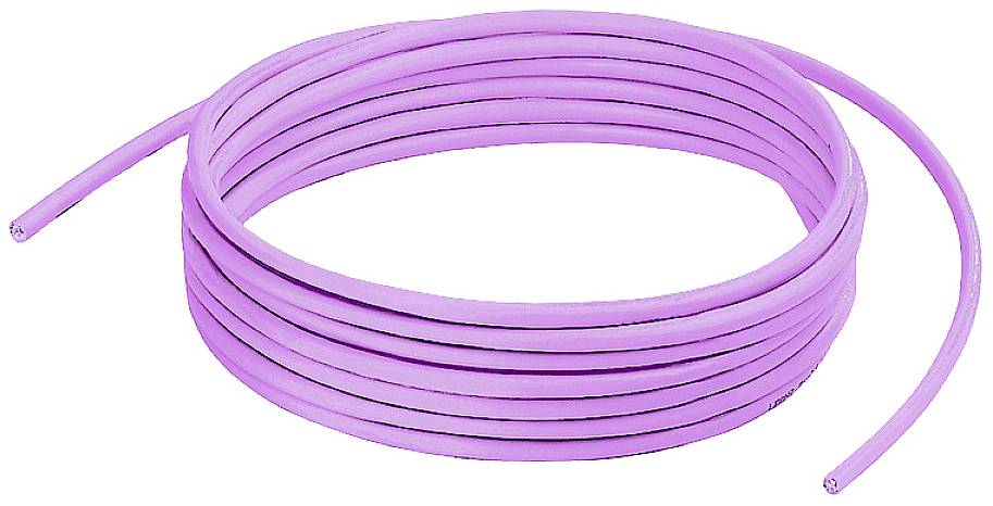 Vijolični plastični žičnik, navit, pred belo ozadjem.