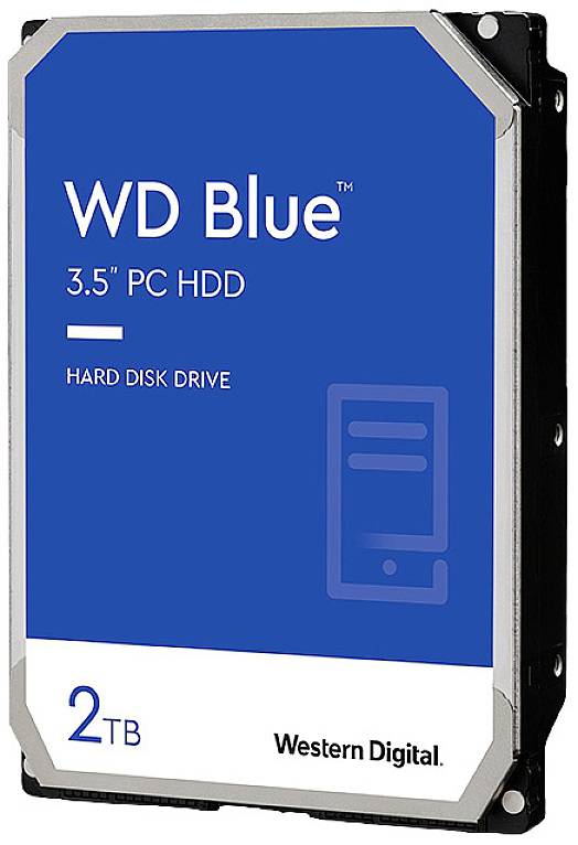Zunanja trda disk WD Blue, 3,5 palca, 2 TB, za osebne računalnike, ponuja veliko zmogljivost shranjevanja in zanesljivo delovanje.