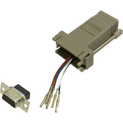 Prikazan je DB9-RS232 vtič in VGA adapter z odkritimi kabli. Vtič ima devet pinov.