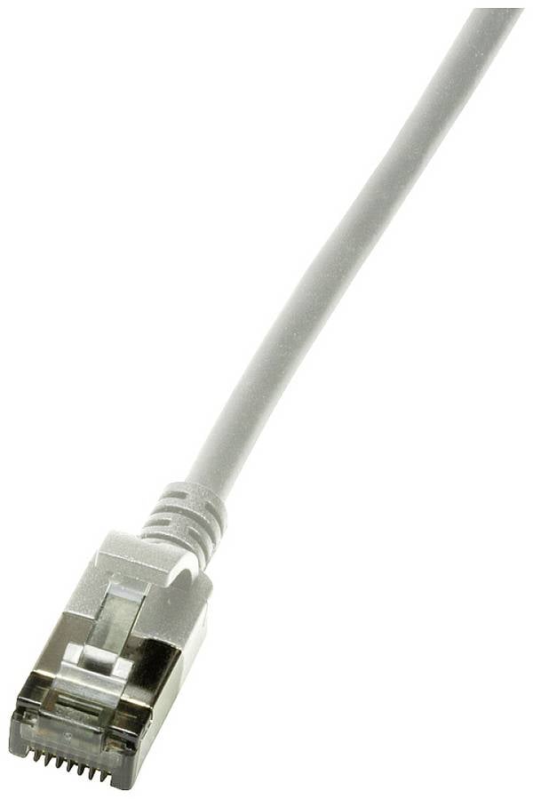 LogiLink CQ9072S RJ45 omrežni kabel, Patch kabel CAT 6a U/FTP 5.00 m siva izjemno tanek, ognjevaren, prilagodljiv, zaščita iz folije, brez halogena, z zaščitnim zapornim zatičem, TPE plašč 1 kos