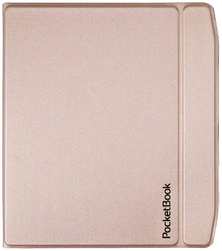 Zadnja stran rožnato-rdeče obarvane elektronske knjige PocketBook.
