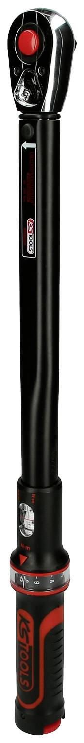 Momentni ključ z digitalno prikazovalnikom in rdečim gumbom na črnem ročaju, primeren za natančne nastavitve.