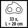 Shematska risba z dvema krožnima izrezoma prikazuje mere: '33 x, L = 20 cm'.