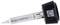 Prozoren izvijač z črnim ročajem in QR-kodo na njem. Na steblu so natisnjene številke in črke.
