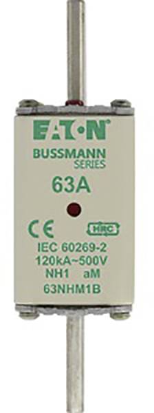 Varovalka Eaton, Bussmann Series, 63A, 120kA~500V, tip NH1, model 63NHM1B, primerna po normi IEC 60269-2.