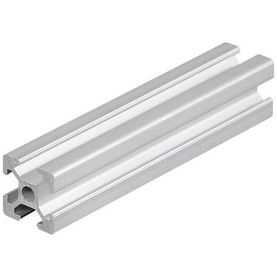Srebrni aluminijasti profil s štirimi enakomerno razporejenimi T-oblikovanimi zarezbami. Pogosto se uporablja za modularne konstruktivne sisteme.