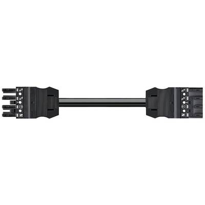 Črn kabel z dvema ploščatima priključkoma na obeh koncih, vsak s tremi kovinskimi stiki in simbolom 'N'.