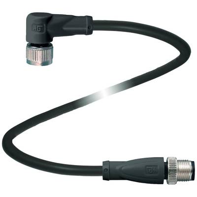 Črn kabel z pravokotnim vtičem na enem koncu in ravnim vtičem na drugem koncu, oba z kovinskim navojem.