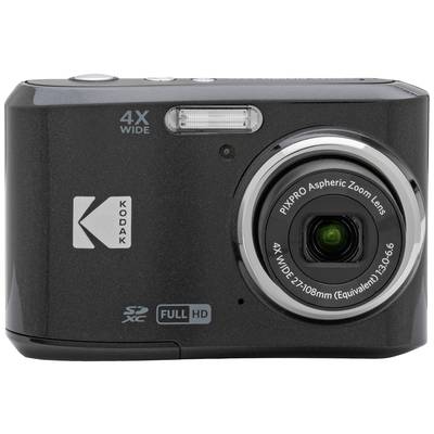 Črni digitalni fotoaparat s 4x širokokotnm zoomom, SD-reže za pomnilniško kartico in funkcijo snemanja v Full HD ločljivosti, pogled od spredaj z ostrim objektivom.