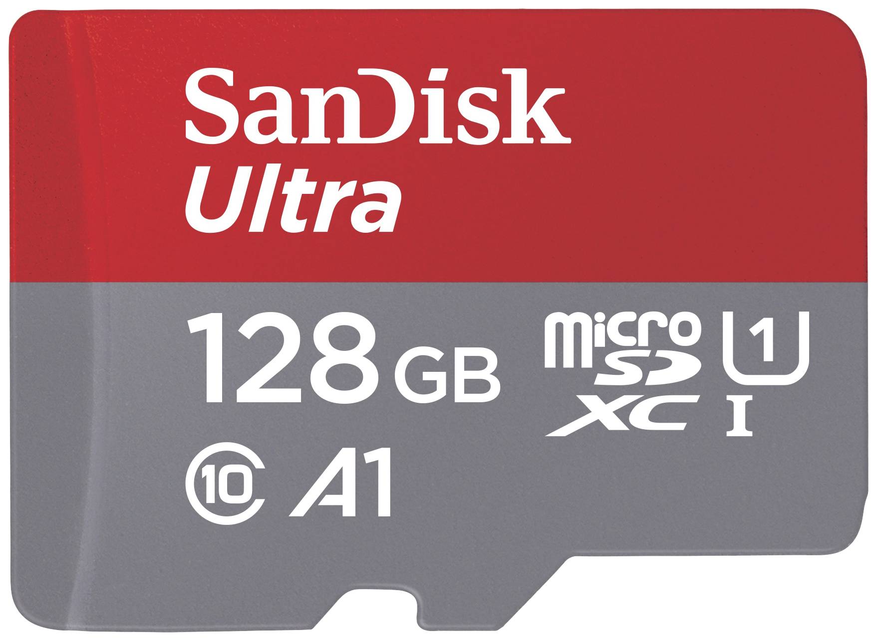 SanDisk Ultra SD-kartica, 128 GB, microSDXC, razred 10, A1, primerna za visoko hitrost in zmogljivost.