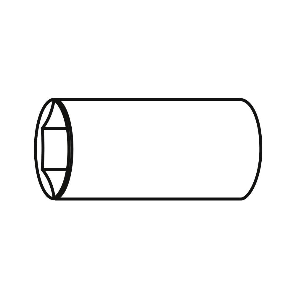 Valjček z geometrijskimi oblikami na enem koncu.