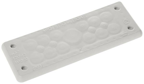 Trelleborg MH-24 F 17-3 LIGHT GREY UL94 V-0 IP65 | TPE | Screw uvodna plošča za privitje Objemka Ø (maks.) 20 mm Trdnost plošče (maks.) 19 mm TPE siva 1 kos