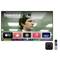 Televizor prikazuje sliko moža iz serije 'Severance'. Spodaj so simboli pretočnih storitev, kot sta Apple TV in Disney+.