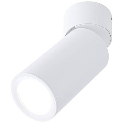 Bel cilindrični LED-reflektor, nameščen na stropu, idealen za usmerjeno osvetlitev.