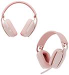Logitech ZONE VIBE 100 Over Ear Headset Bluetooth® stereo rožnata zmanjšanje hrupa mikrofona, odpravljanje hrupa kontrola glasnosti, izklop mikrofona