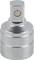 Kovinski adapter z okroglim, cilindričnim telesom in kvadratnim koncem. Primeren za nasadne ključe ali podobna orodja.
