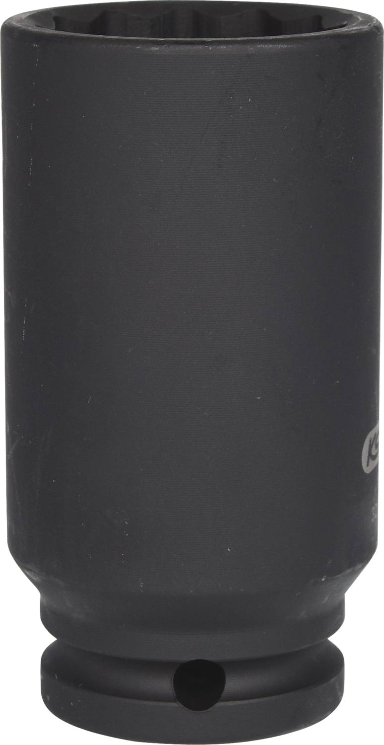 Črn cilindrični objekt z luknjo na spodnji strani, verjetno tehnični sestavni del ali adapter.