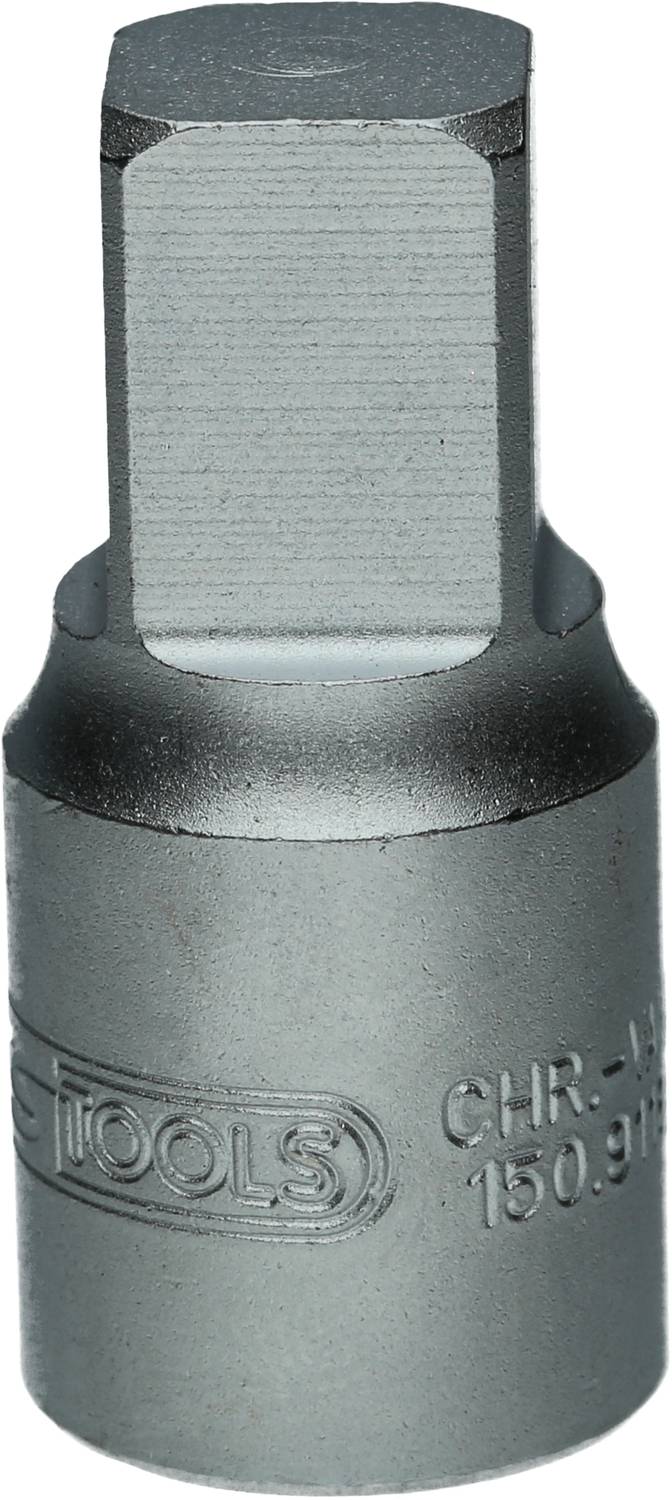 Šestrobi kovinski nastavek za bit, robusten in trpežen, primeren za uporabo v mehanskih orodjih.