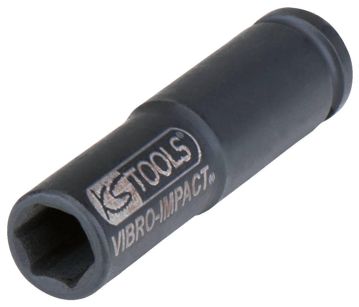 Črni utor z napisom 'KS TOOLS VIBRO-IMPACT', primeren za uporabo v okoljih, občutljivih na vibracije.