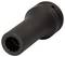 Črn, cilindričen kovinski nastavek za orodje z narebrenim koncem, verjetno montažna či vijačna vtičnica.