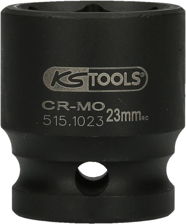 Črna šestkotna vtična ključavnica z napisom 'KS TOOLS CR-MO 515.1023 23mm Rc'.
