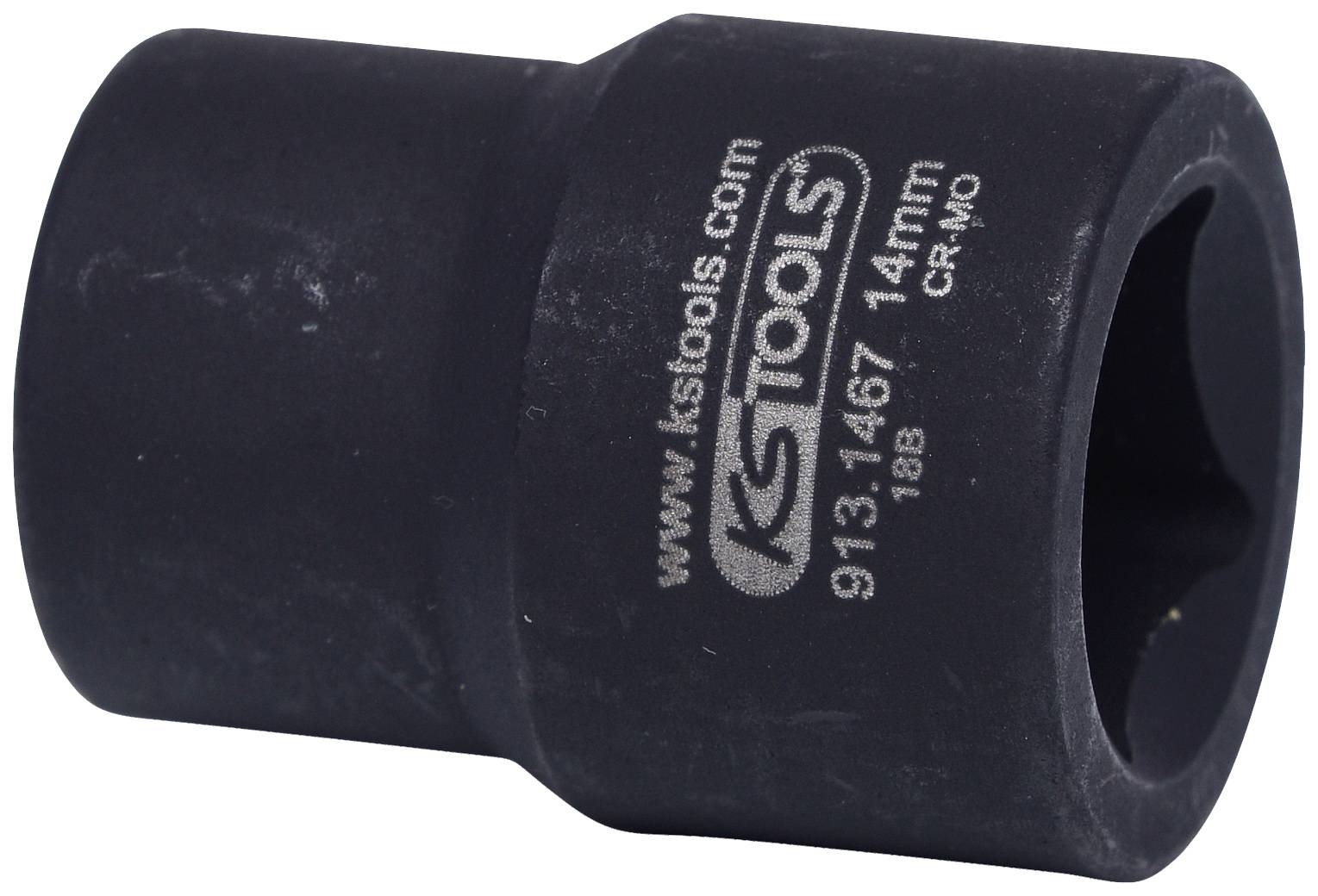 Nasadni ključ znamke KS Tools, 14 mm, črn, primeren za močnostne aplikacije, z natisnjeno številko artikla.