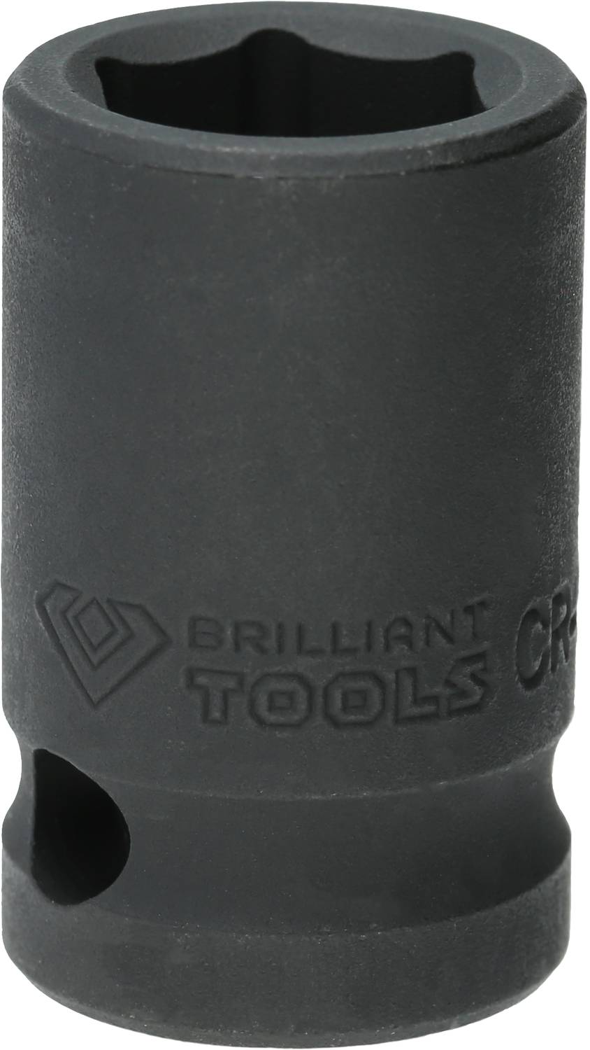 Črn oreh za uporabo z udarnim vijačnikom, izdelan iz vzdržljivega materiala z napisom 'Brilliant Tools'.