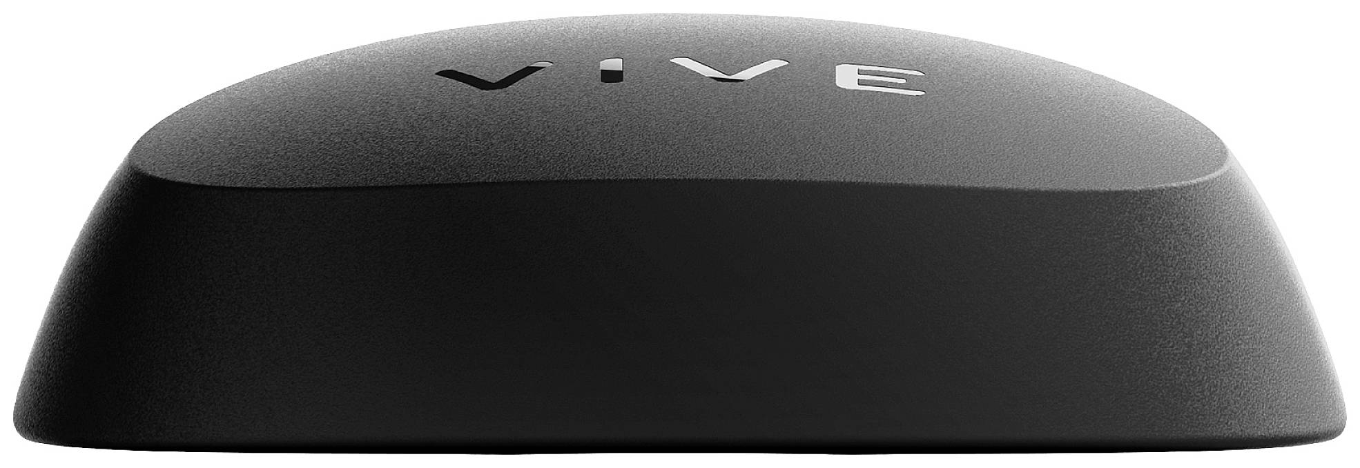 Črn elektronski sledilnik z besedo 'VIVE' na vrhu, uporabljen za virtualno resničnost.