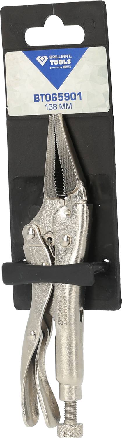 Embalaža nastavljive pritrdilne klešč znamke 'Brilliant Tools', model BT065901, dolžina 138 mm.
